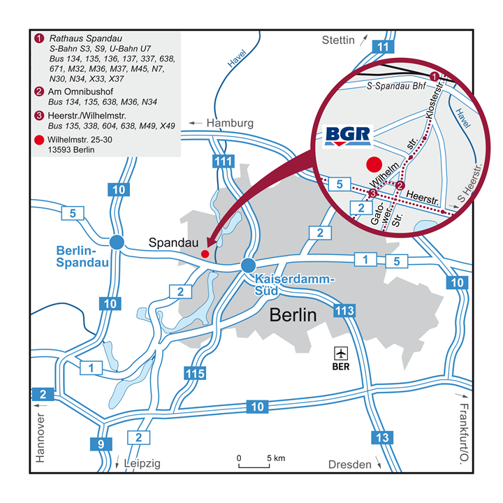 Anfahrtsskizze der Außenstelle Berlin der Bundesanstalt für Geowissenschaften und Rohstoffe