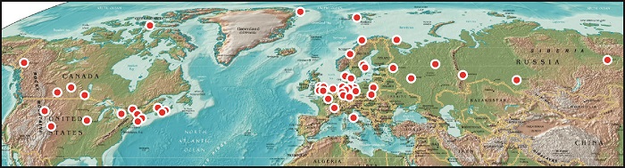 Karte der Kooperationspartner im CASE-Projekt weltweit